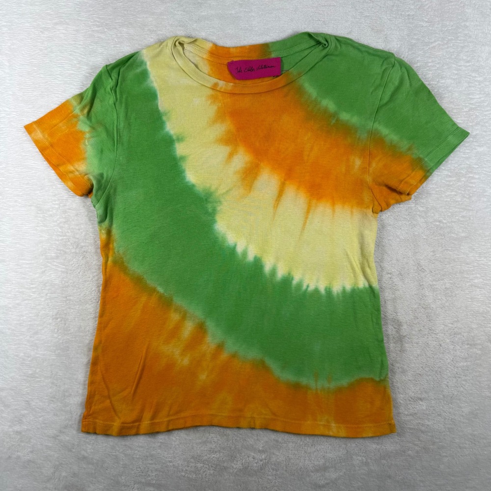 The Elder Statesman Green Orange Tie Dye Short Sleeve Tee Womens XS USA